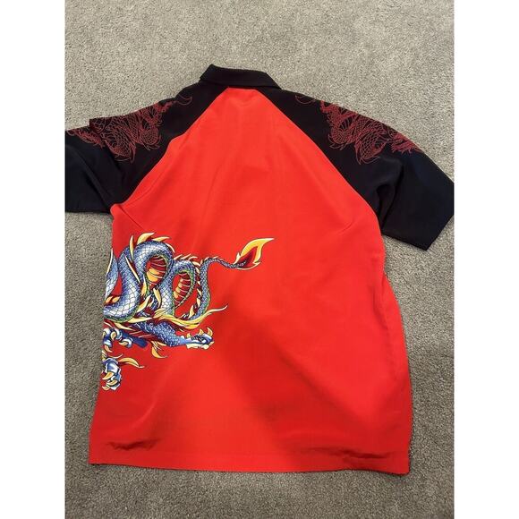 Jnco Jeans Men’s Red Dragon Shirt Size Medium Button Down Short Sleeve - Picture 3 of 3